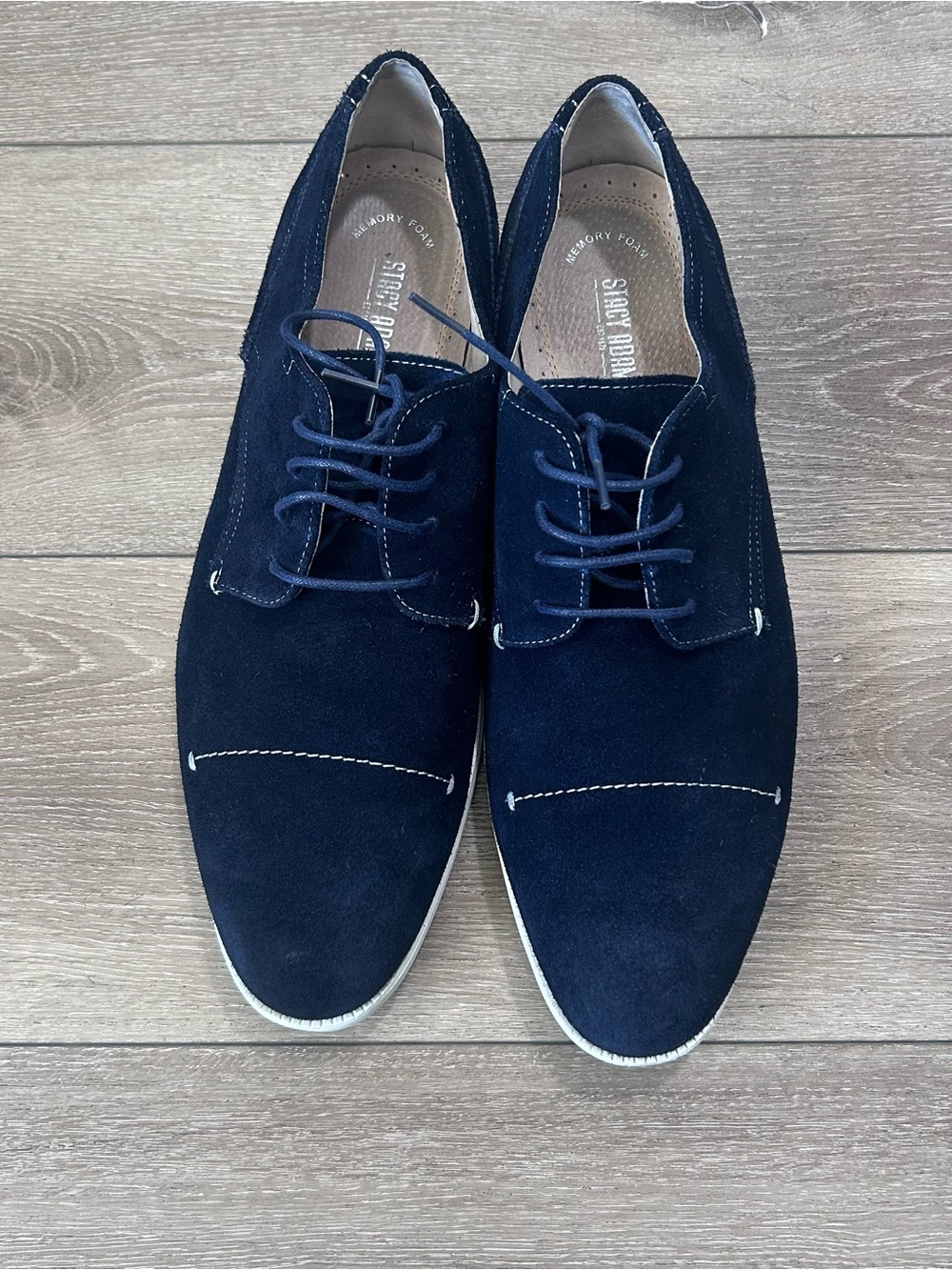 Stacy Adams Bale Cap Toe Suede Oxford Navy Blue Shoes Size 12